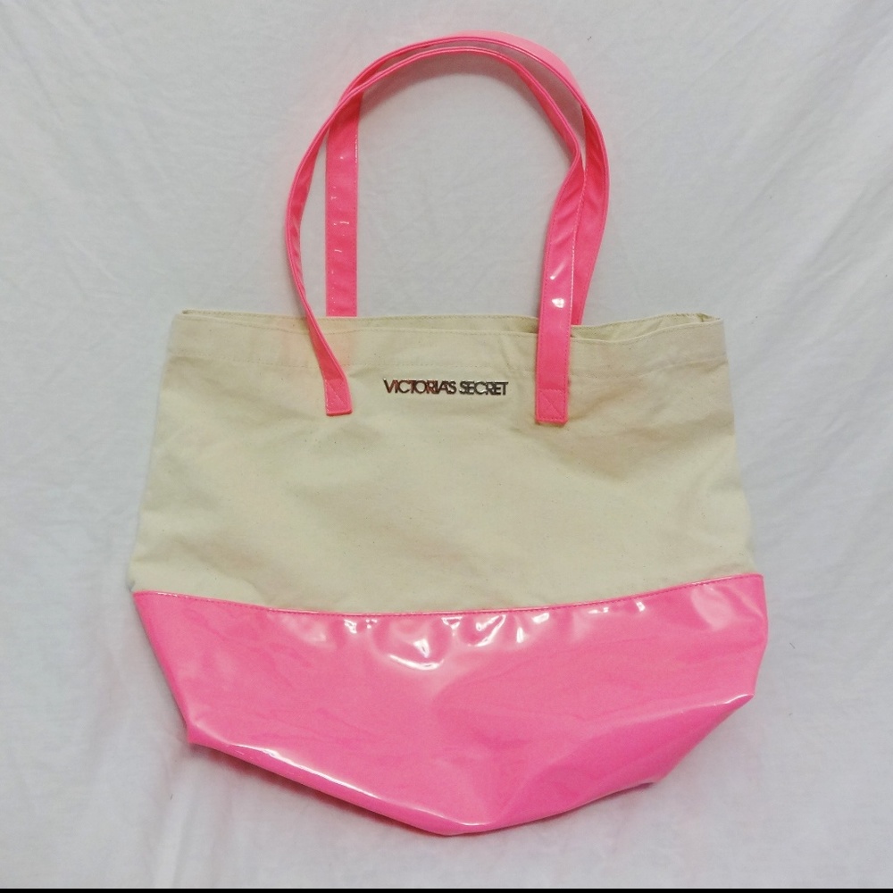 VICTORIA'S SECRET Canvas Pink Tote Bag - Picture 1 of 6